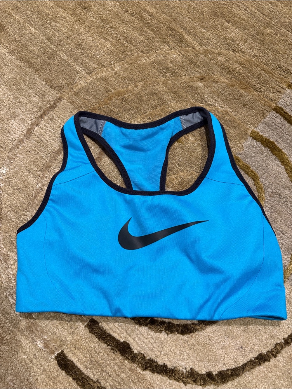 Nike Bright Blue Racerback Sports Bra with Black Trim